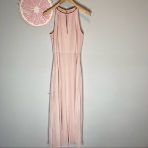After Six blush pink high neck keyhole bridesmaid dress style 1502 size 6